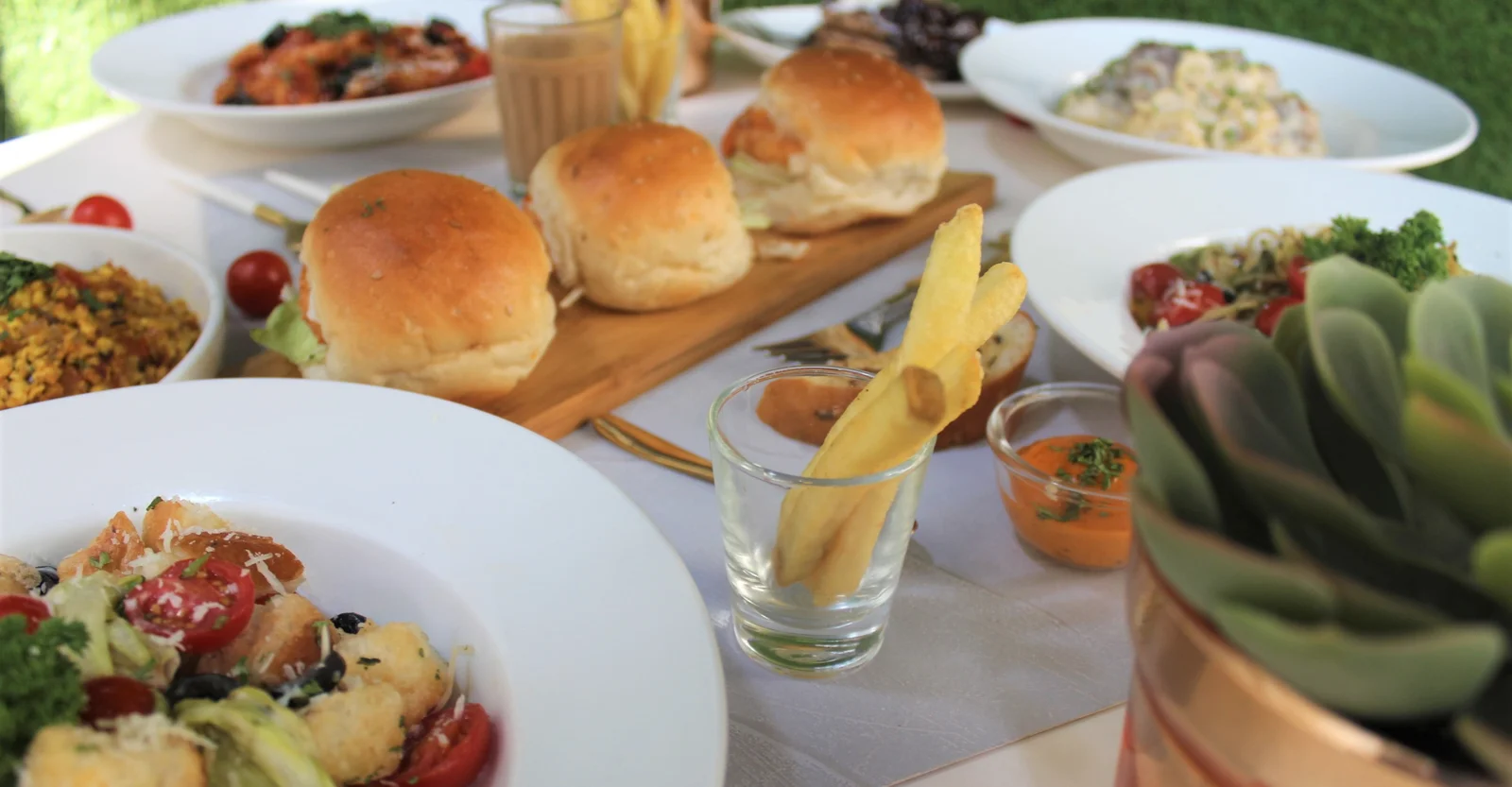A generous spread of Friends Bench fusion food